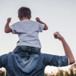 Dad and son outdoors